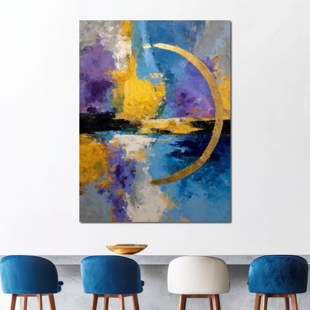 Golden Crescent Over Blue Sky Canvas Wall Art