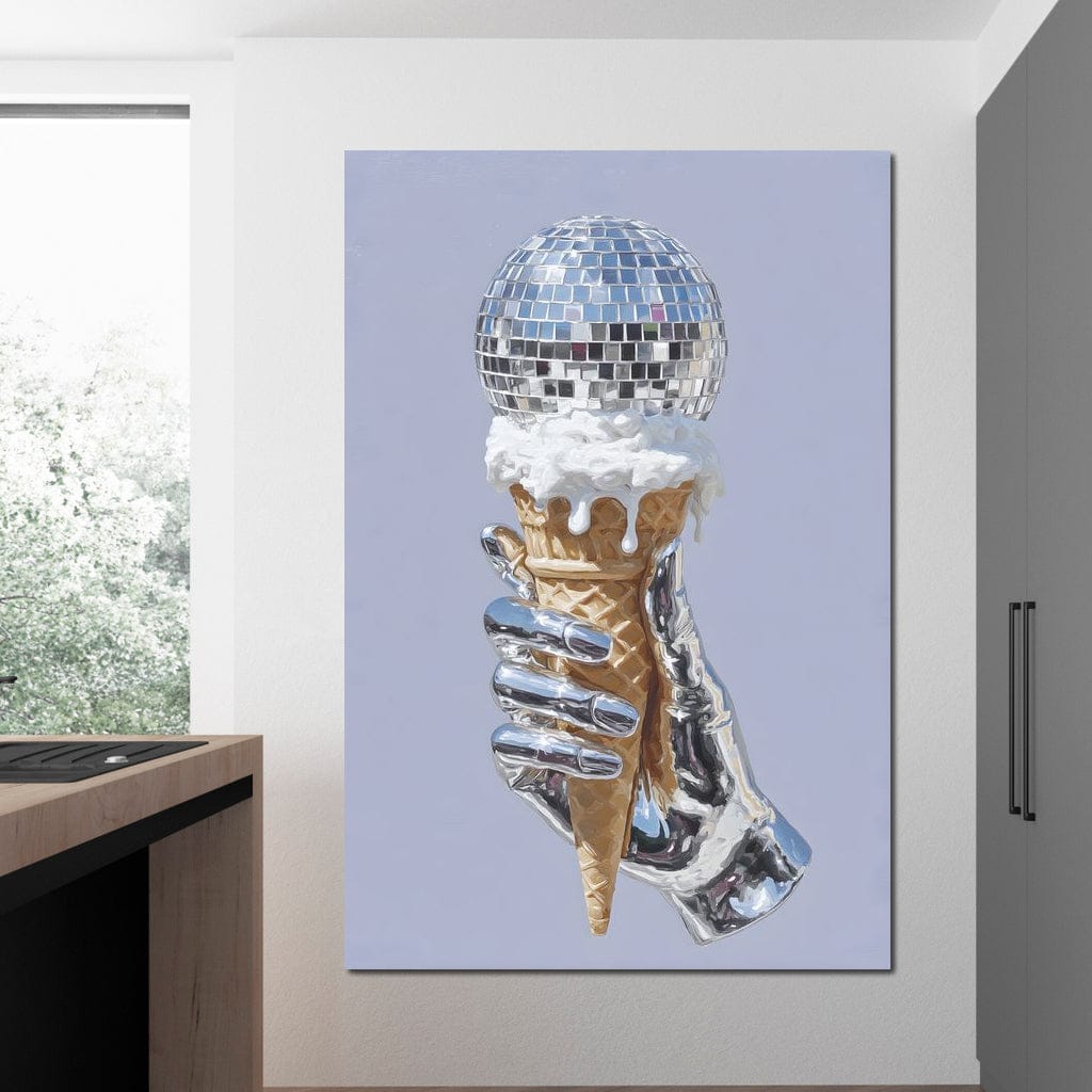 Chrome Hand Disco Ice Cream Dream Canvas Wall Art