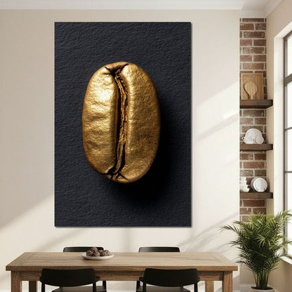Golden Coffee Bean Minimalism Canvas Wall Art