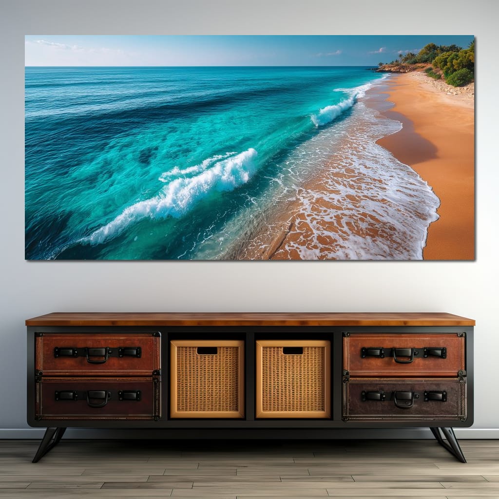 Tropical Coastline Wave Wash Canvas Wall Art