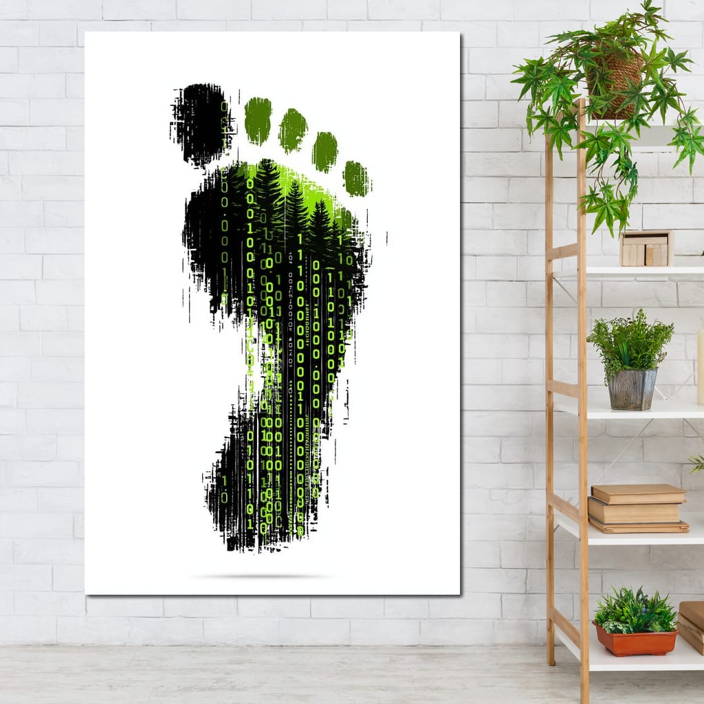 Digital Forest Footprint Code Canvas Wall Art