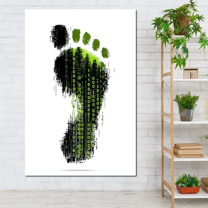 Digital Forest Footprint Code Canvas Wall Art