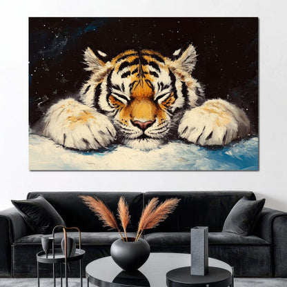 Slumbering Tiger Canvas Wall Art