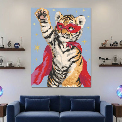 Superhero Tiger Cub Rising Canvas Wall Art