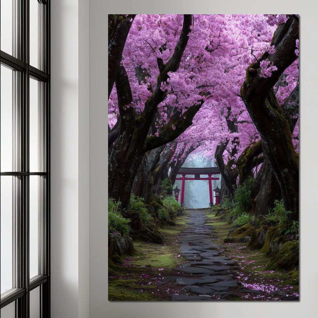 Sakura Gate Pathway Stillness Canvas Wall Art