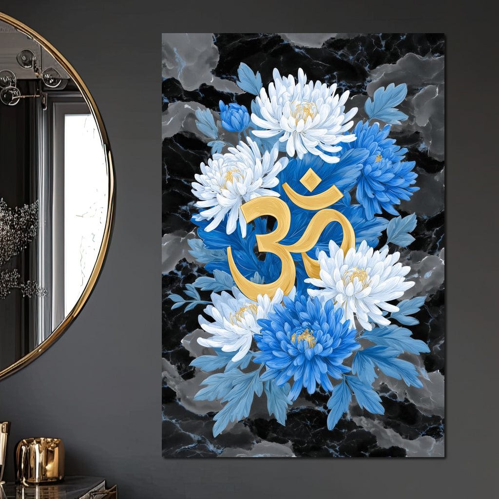 Om Lotus Bloom Floral Gold Canvas Wall Art