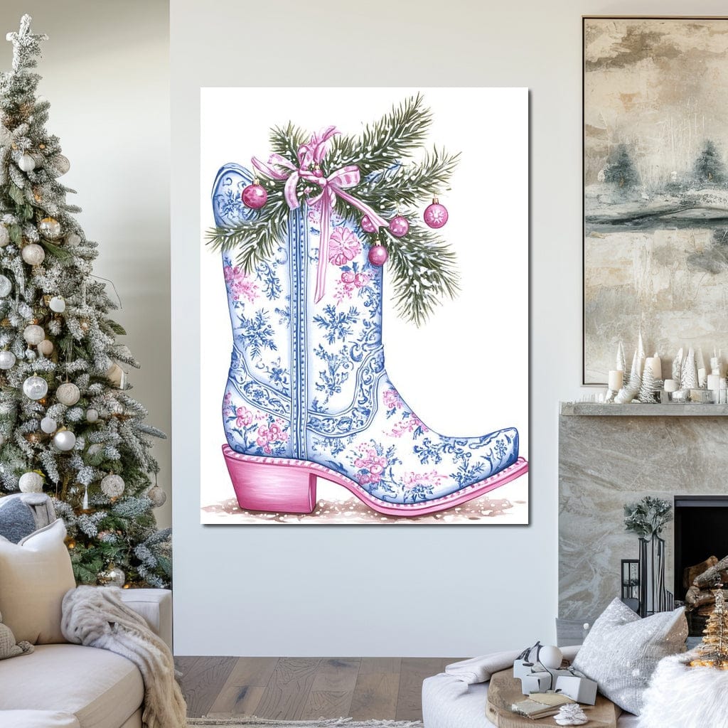 Holiday Cowboy Boot Bouquet Canvas Wall Art
