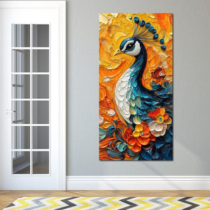 Radiant Peacock Garden Harmony Canvas Wall Art