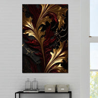 The Marble-Lux Collection: Dark Red & Vibrant Gold 04 Canvas Wall Art