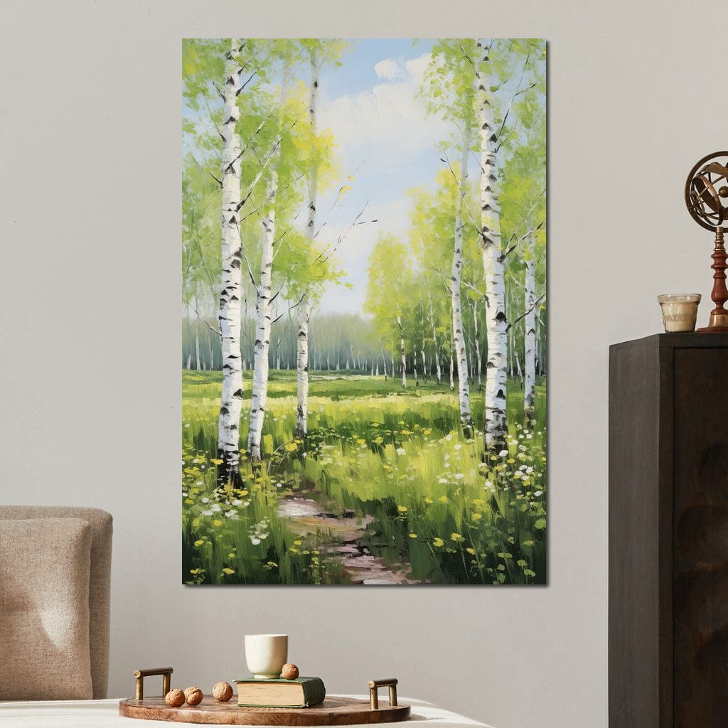 Birch Forest Springtime Canvas Wall Art