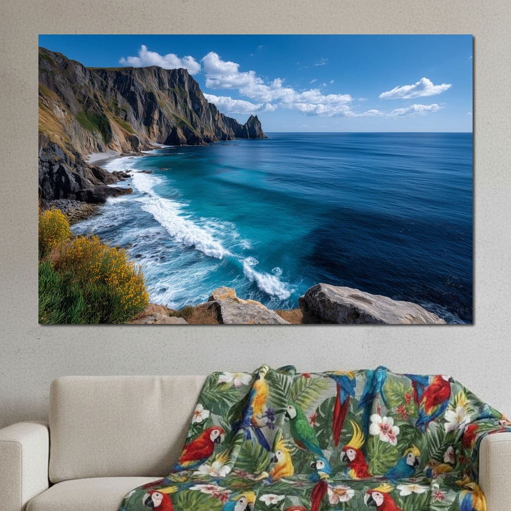 Wild Sea Cliffs Panorama Canvas Wall Art