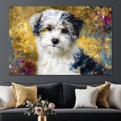 Golden Garden Puppy Canvas Wall Art