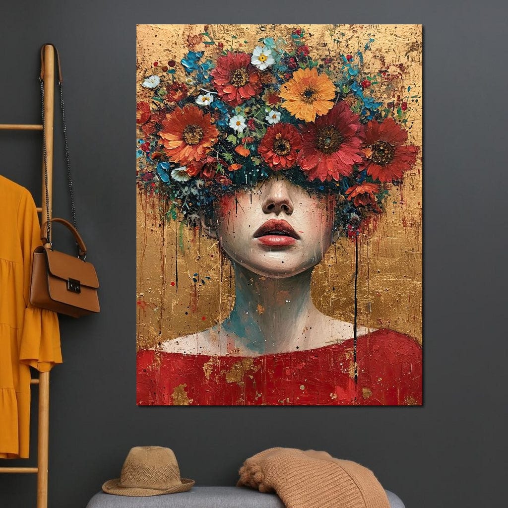Bloomed Silence in Gold Canvas Wall Art