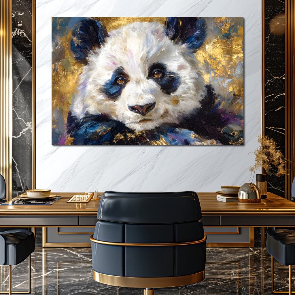 Golden Panda Daydream Portrait Canvas Wall Art