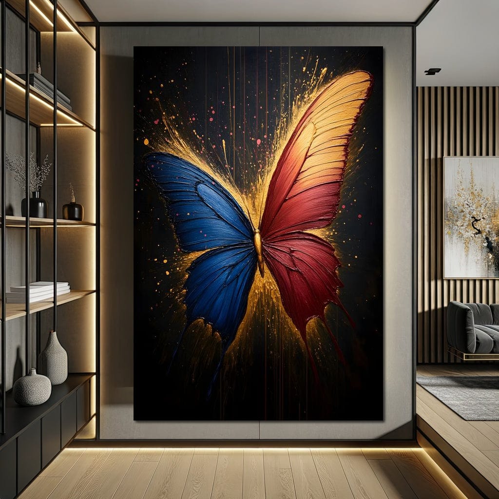 Red & Blue Butterfly Canvas Wall Art
