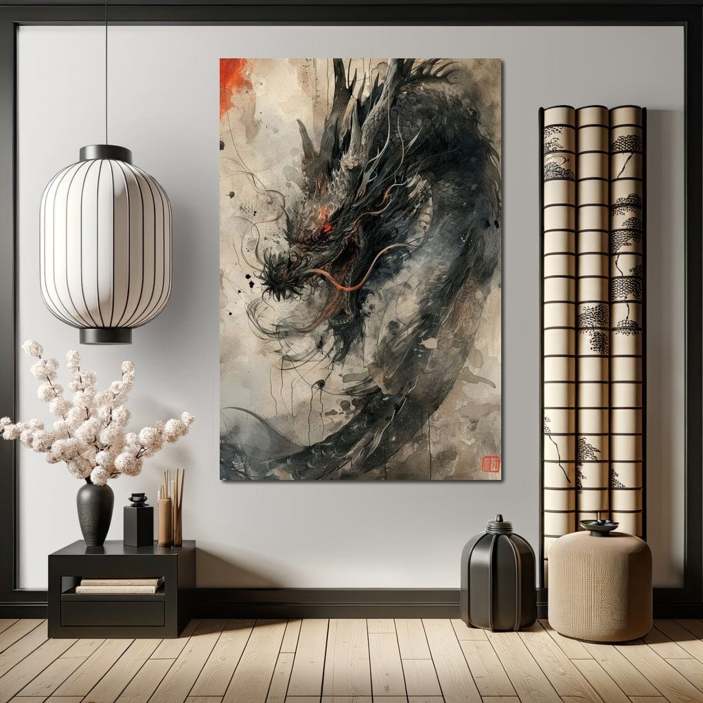 Ethereal Dragon's Maelstrom Canvas Wall Art