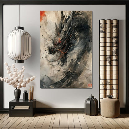 Ethereal Dragon's Maelstrom Canvas Wall Art