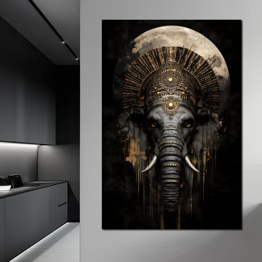 Golden Pharaoh Elephant King Canvas Wall Art