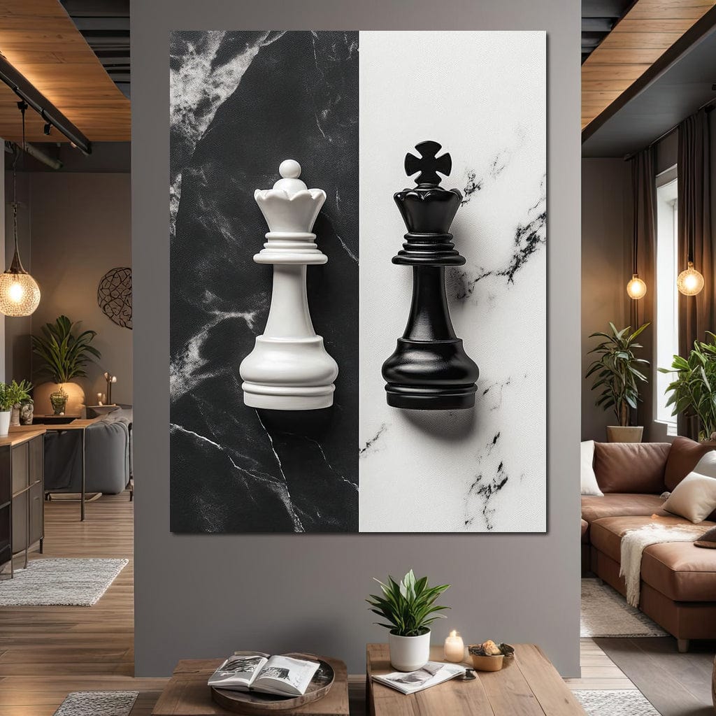 Duality of Kings Chess Contrast Canvas Wall Art