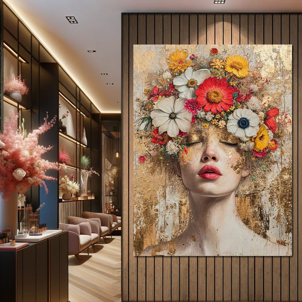 Golden Petal Dreams Canvas Wall Art