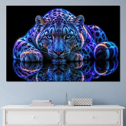 Bioluminescent Snow Leopard Canvas Wall Art