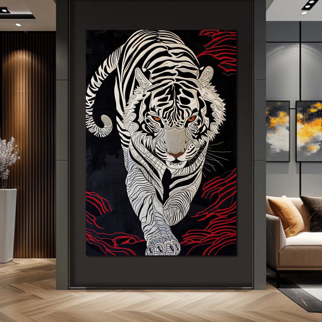 White Tiger of Shadows Canvas Wall Art