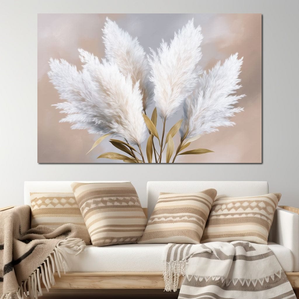 Soft Pampas Feathers Bouquet Canvas Wall Art