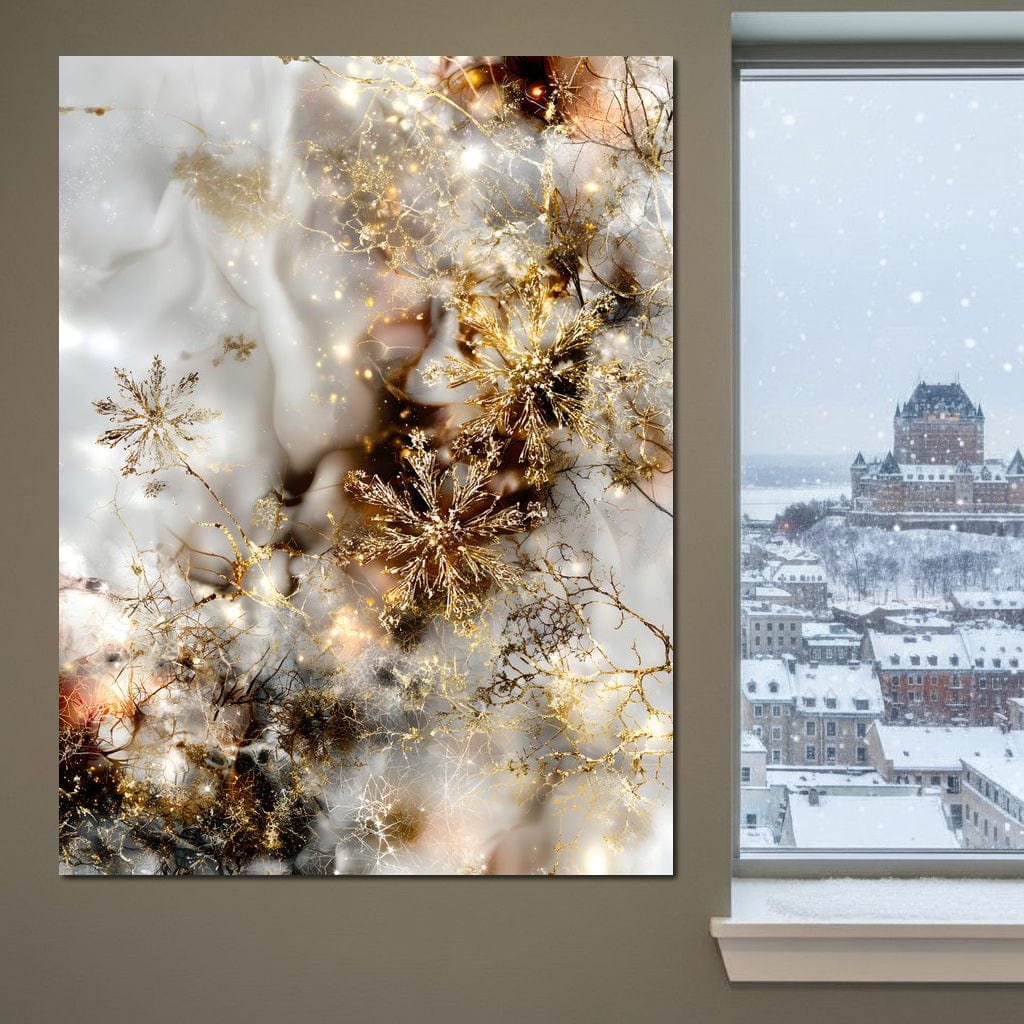 Golden Snowflake Reverie Canvas Wall Art