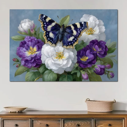 Purple Butterfly Garden Blooms Canvas Wall Art