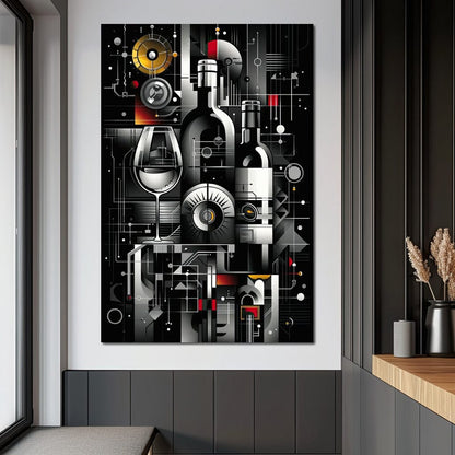 Mechanical Wine Mosaic Canvas Wall Art