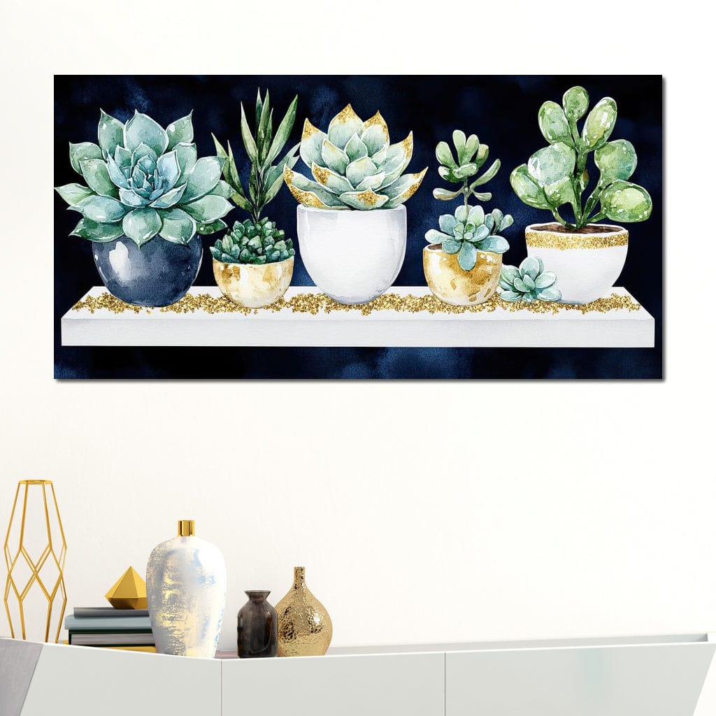 Succulent Symphony in Green Canvas Wall Art