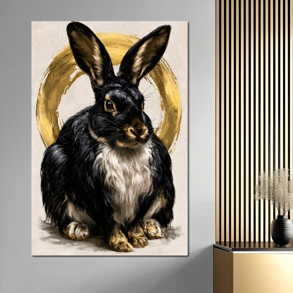 Gilded Hare of the Silent Circle Canvas Wall Art
