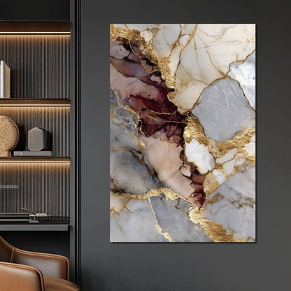 Gilded Marble Rift Elegy Canvas Wall Art