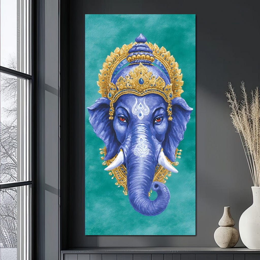Royal Indigo Elephant Majesty Canvas Wall Art