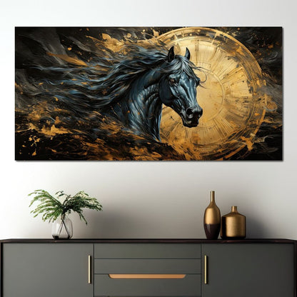 Astral Equine Eclipse Canvas Wall Art