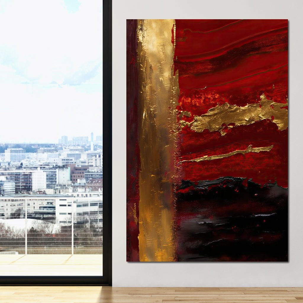 The Lush Layers Collection: Dark Red & Gold 04 Canvas Wall Art