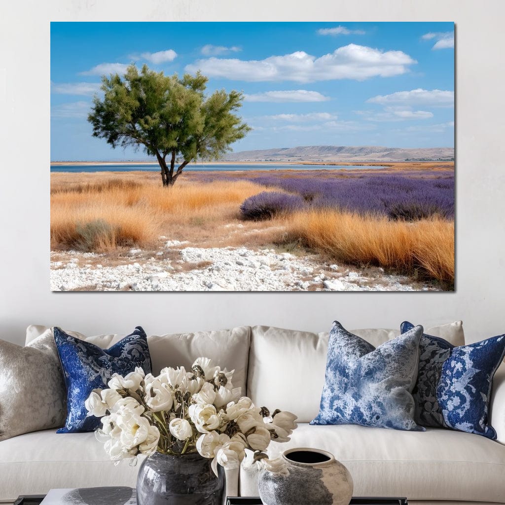 Solitary Tree Salt Marsh Sky Canvas Wall Art
