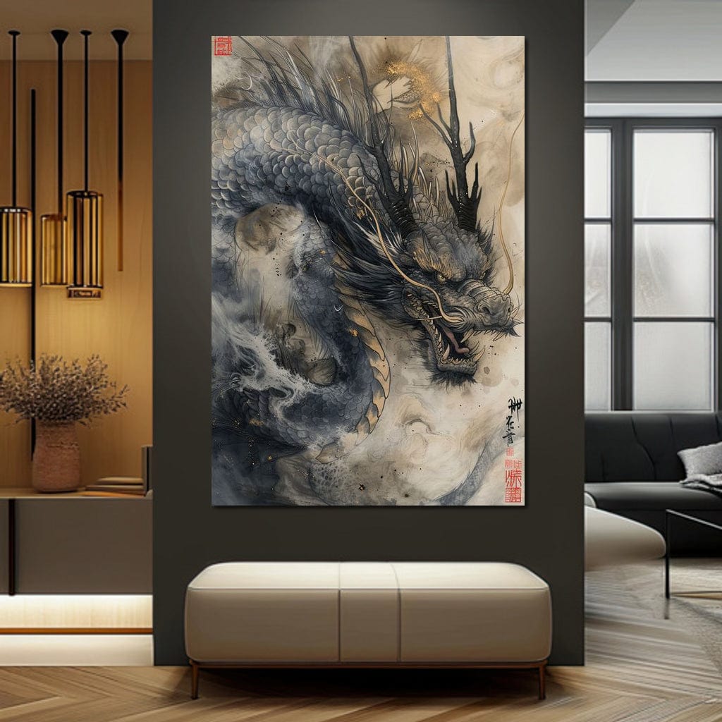 Mystic Dragon Tempest Canvas Wall Art