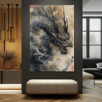 Mystic Dragon Tempest Canvas Wall Art