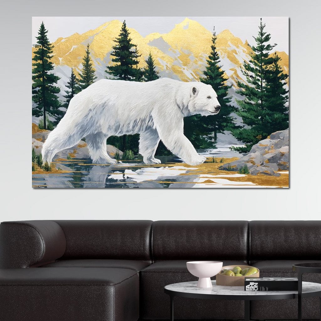 Majestic Polar Bear Wilderness Stroll Canvas Wall Art