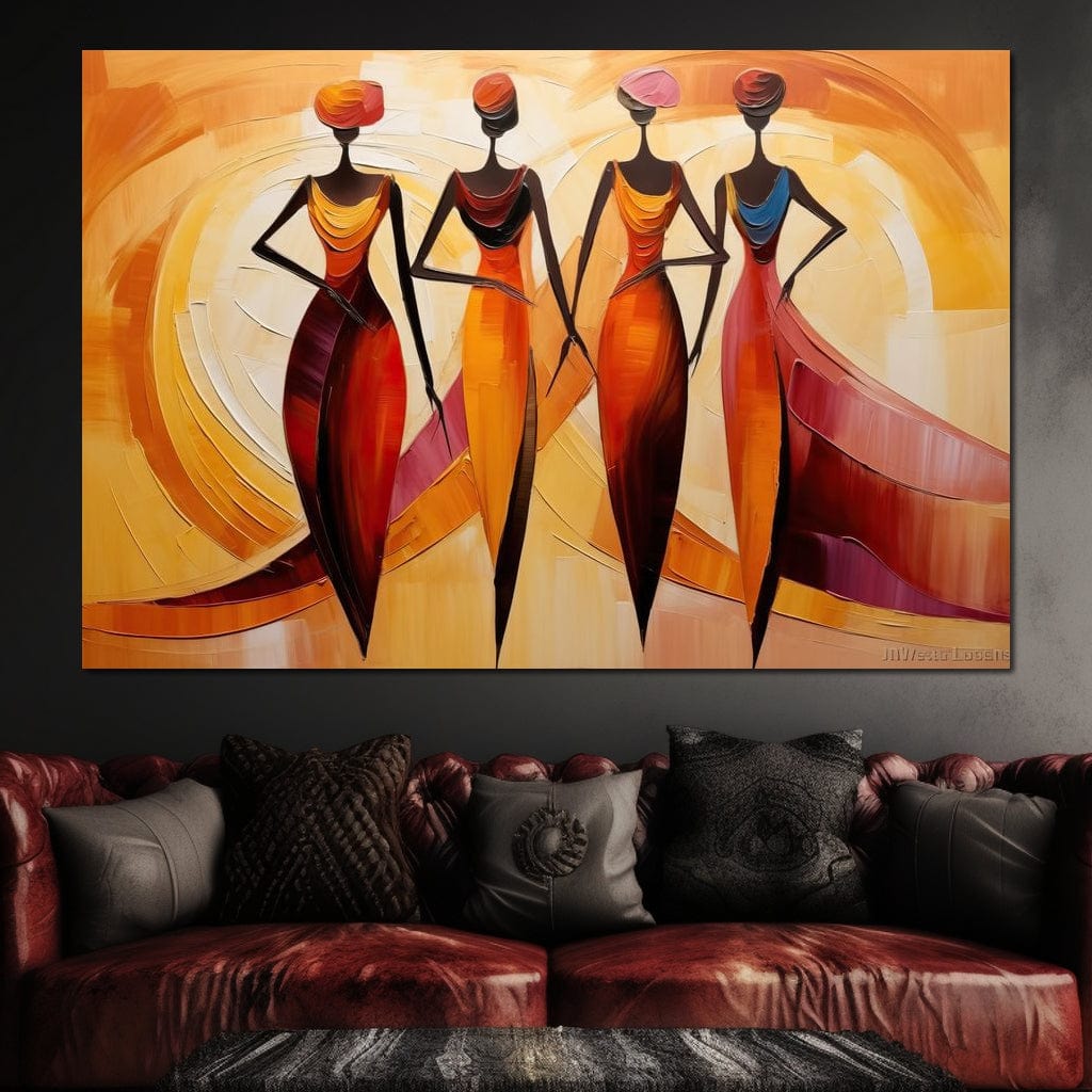 Golden Maroon Elegance Canvas Wall Art