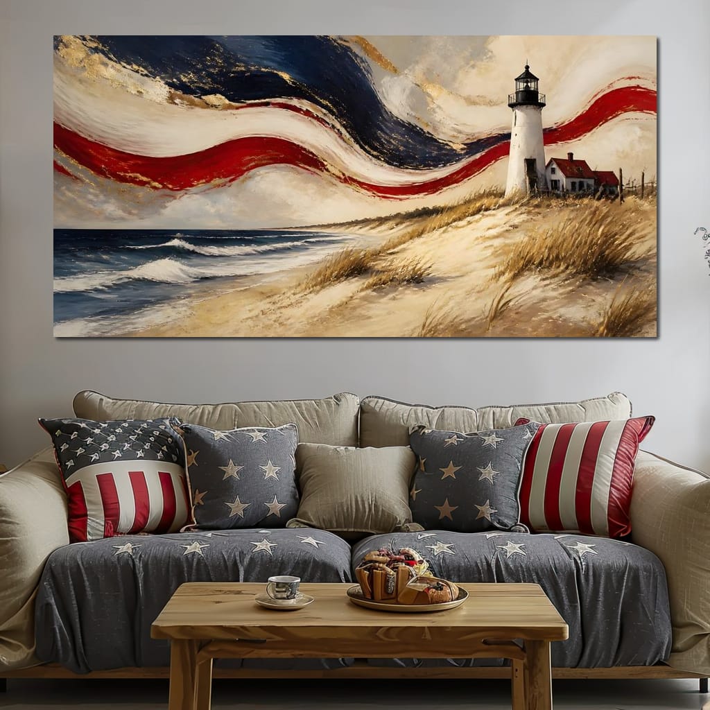 Coastal Beacon Of Freedom Canvas Wall Art