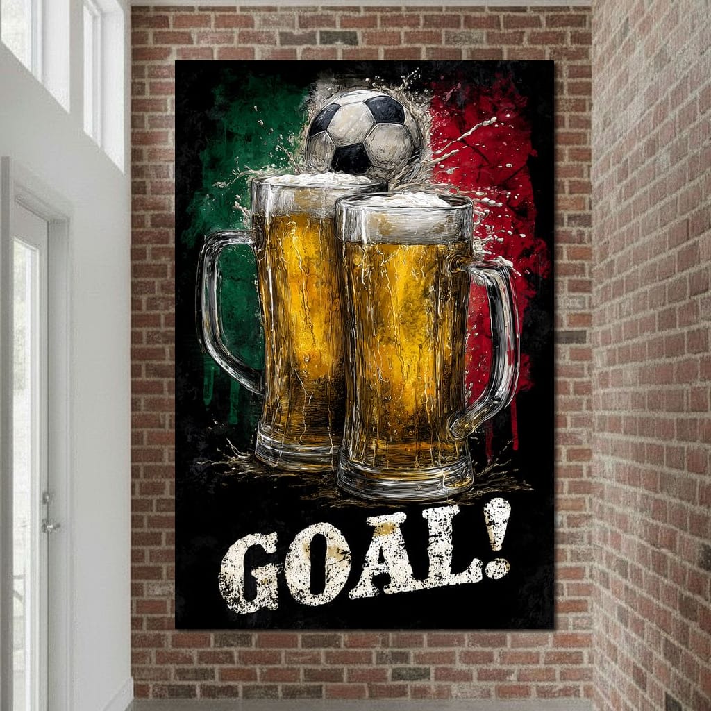 Italian Football Beer Goal Canvas Wall Art