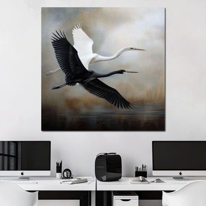Heron Harmony Canvas Wall Art