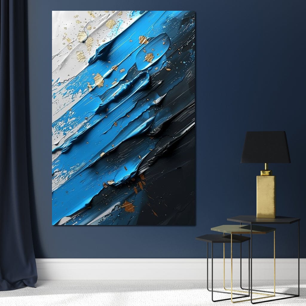 Sapphire Currents Goldleaf Flow Canvas Wall Art