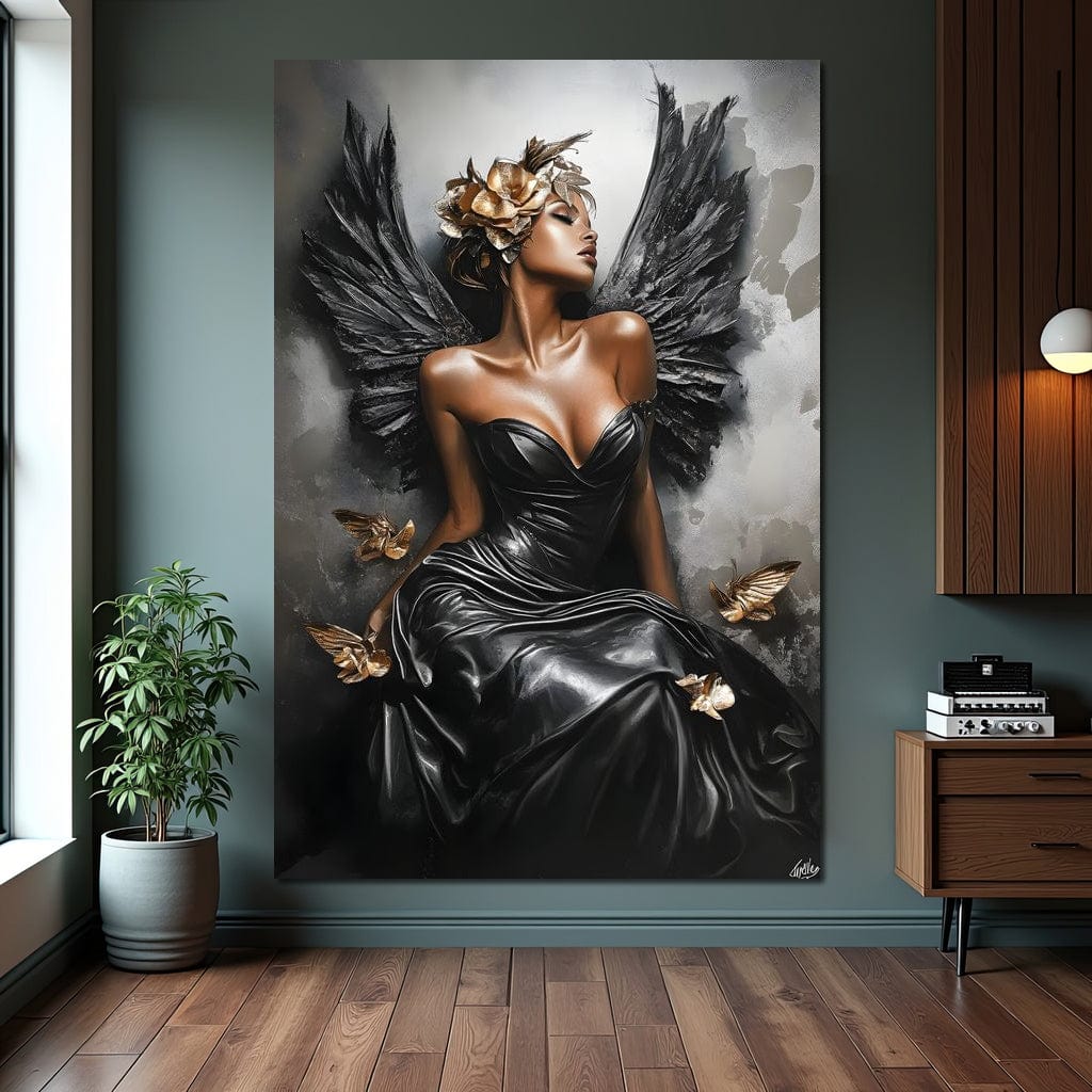Golden Wings of Elegance Canvas Wall Art
