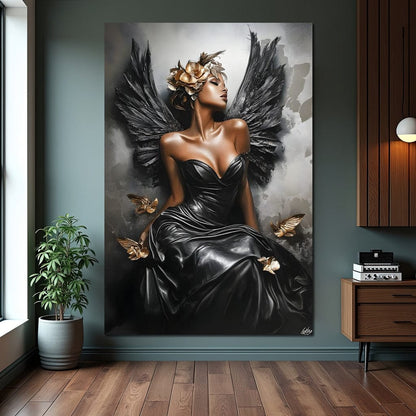 Golden Wings of Elegance Canvas Wall Art