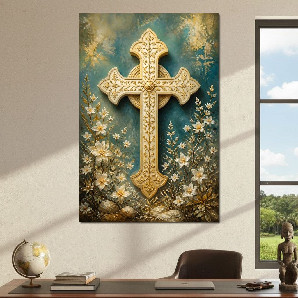 Gilded Petals Near The Relic Canvas Wall Art
