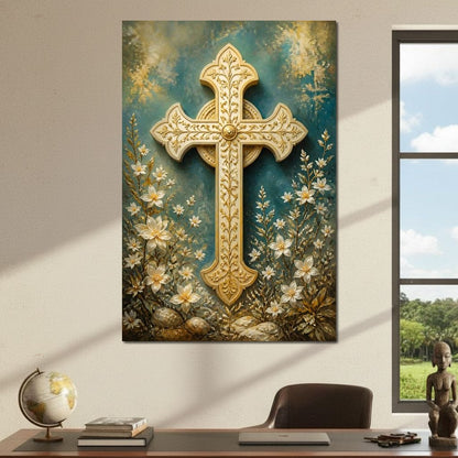 Gilded Petals Near The Relic Canvas Wall Art