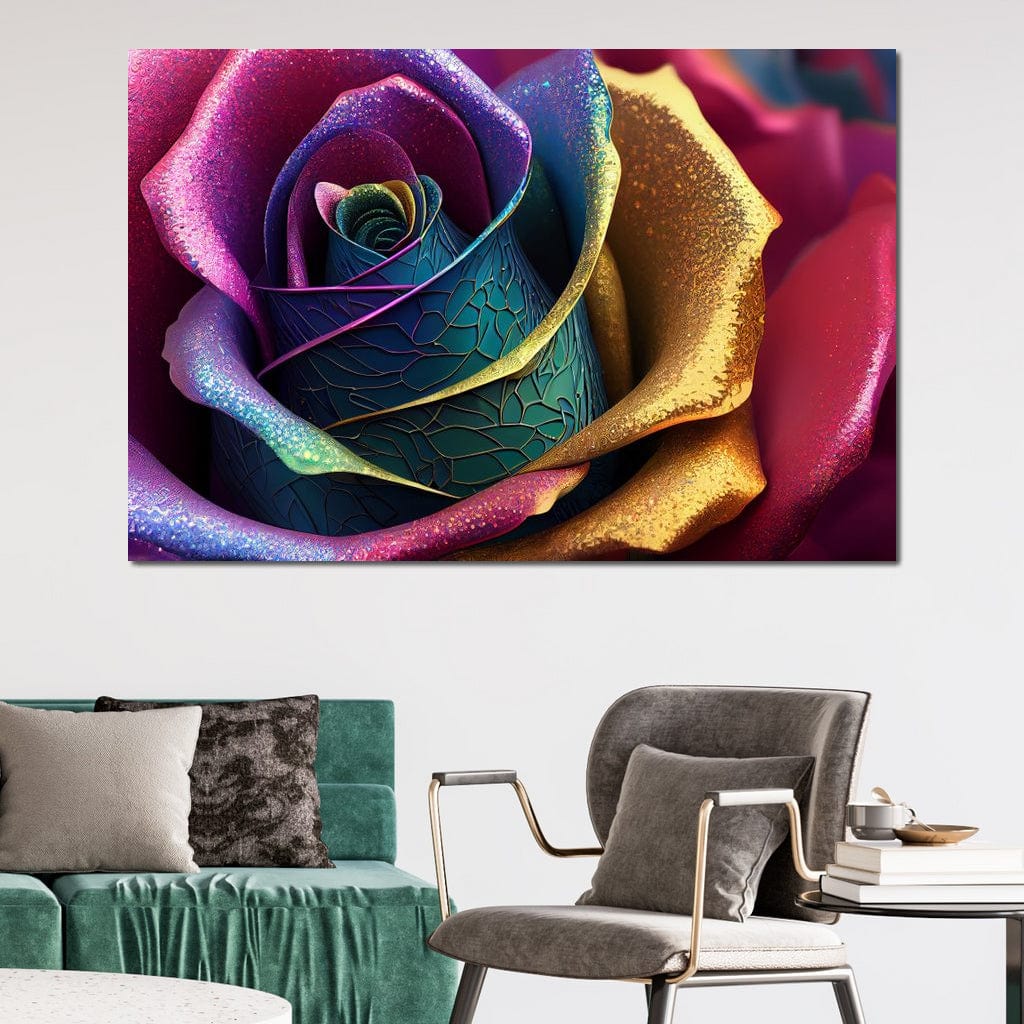 Multicolor Digital Flower Canvas Wall Art